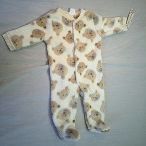 🍁  NWT SANDY SIMON BOYS GIRLS FUZZY BODYSUIT SLEEPER SIZE 6-9 MONTHS 🍁